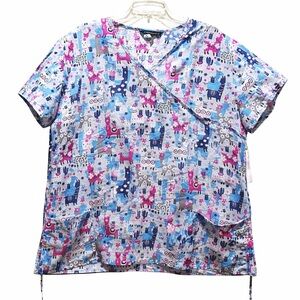 Cassandra O Llama Print Scrub Top 2X NEW NWT